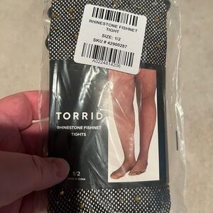 Torrid Black and Gold Rhinestone Fishnet Tights